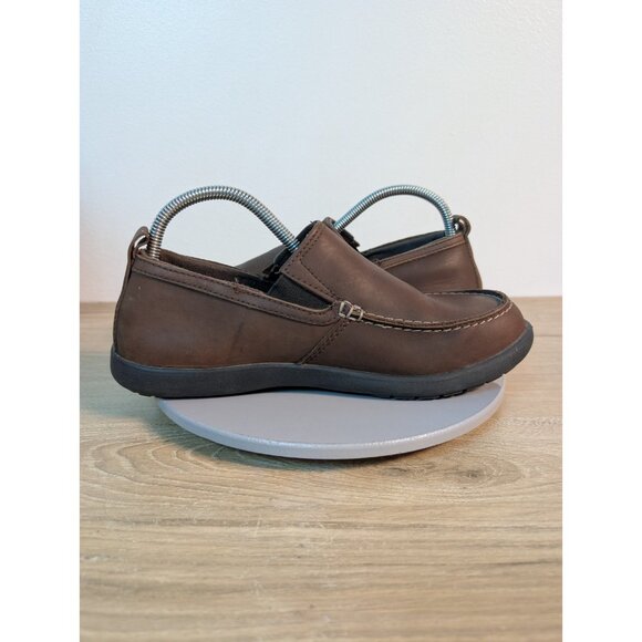 Crocs Men’s Denton Brown Leather Slip On Loafers Size 9 Classic - Picture 8 of 10